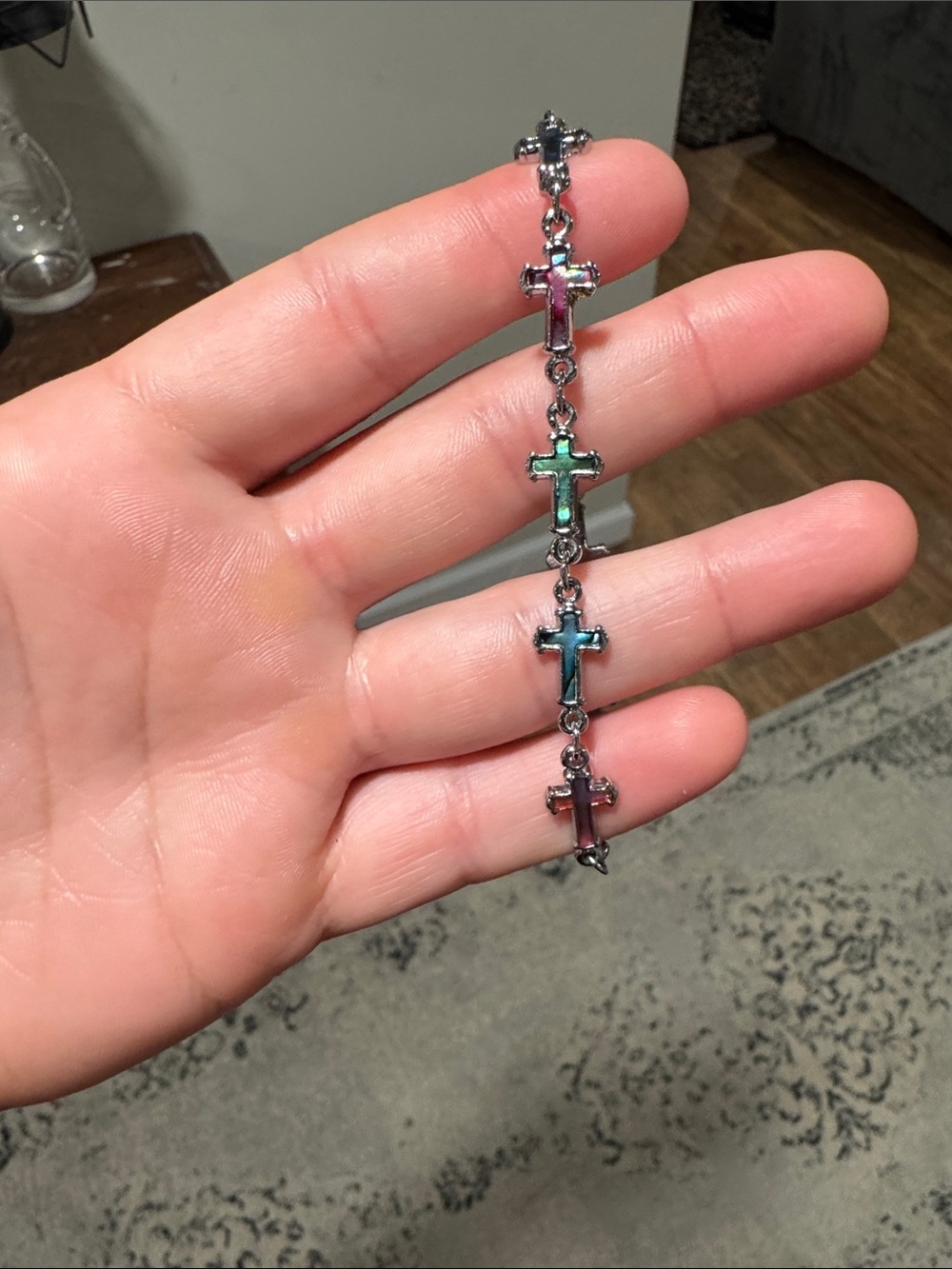 Iridescent Cross Link Bracelet - Women's Jewelry